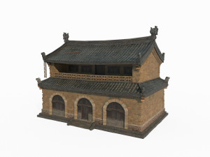 Yellow brick houses in ancient East Asian architecture 3D Model