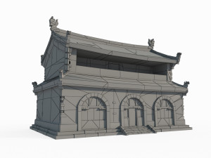 Yellow brick houses in ancient East Asian architecture 3D Model