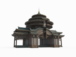 East Asian Ancient Architecture Sutra Pavilion 3D Model