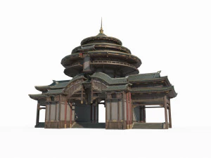 East Asian Ancient Architecture Sutra Pavilion 3D Model