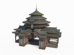 East Asian Ancient Architecture Sutra Pavilion Modèle 3D