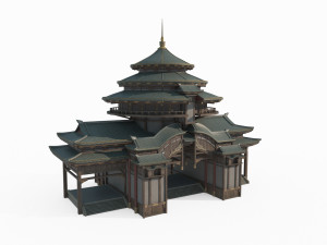 East Asian Ancient Architecture Sutra Pavilion Modèle 3D