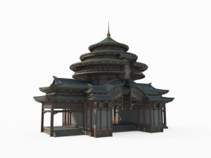 East Asian Ancient Architecture Sutra Pavilion Modèle 3D