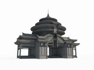 East Asian Ancient Architecture Sutra Pavilion Modèle 3D