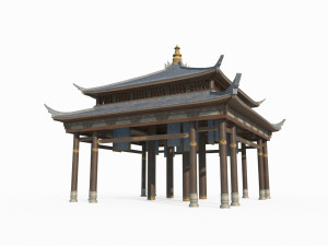 East Asian Ancient Architecture Pavilion 3D Model