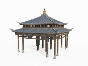 East Asian Ancient Architecture Pavilion 3D Model