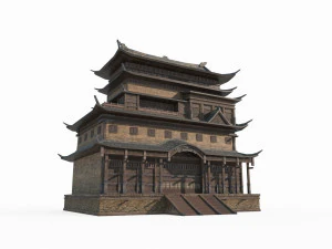 Sótão militar de arquitetura antiga no Leste Asiático Modelo 3D