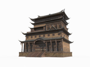 Military attic of ancient architecture in East Asia 3D Model