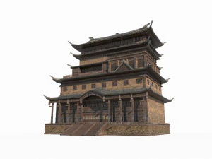 Military attic of ancient architecture in East Asia 3D Model