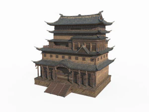 Military attic of ancient architecture in East Asia 3D Model