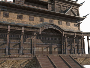 Military attic of ancient architecture in East Asia 3D Model