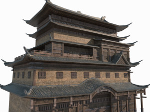 Military attic of ancient architecture in East Asia 3D Model