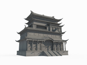 Military attic of ancient architecture in East Asia 3D Model