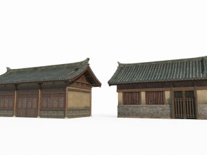 Two East Asian ancient architecture houses 3D Model