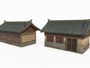 Two East Asian ancient architecture houses 3D Model