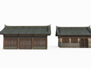 Two East Asian ancient architecture houses 3D Model
