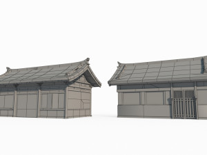 Two East Asian ancient architecture houses 3D Model