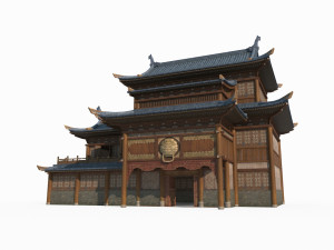 Large attic of East Asian ancient architecture 3D Model
