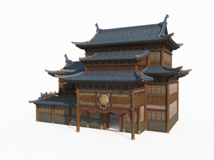 Large attic of East Asian ancient architecture 3D Model