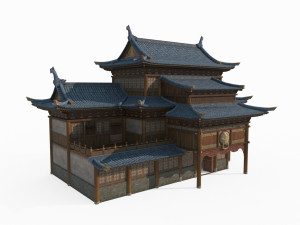 Large attic of East Asian ancient architecture 3D Model