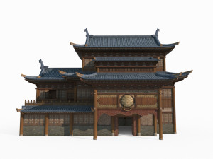 Large attic of East Asian ancient architecture 3D Model