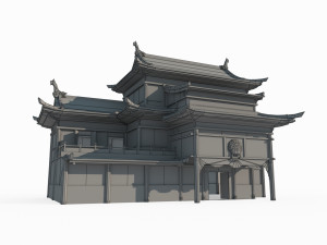 Large attic of East Asian ancient architecture 3D Model