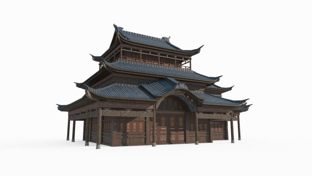 East Asian Ancient Architecture Palaces Modelo 3D .c4d .max .obj .3ds .fbx .stl .blend 