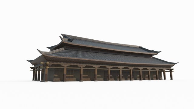 East Asian Ancient Architecture Hall Model 3D .c4d .max .obj .3ds .fbx .stl .blend 