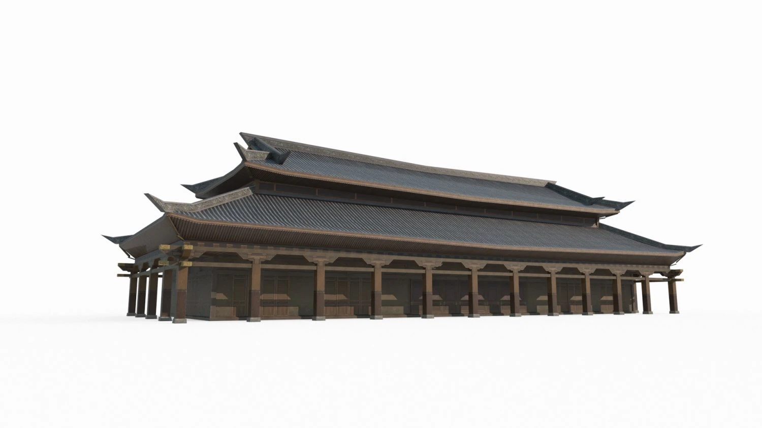 East Asian Ancient Architecture Hall 3D Model .c4d .max .obj .3ds .fbx .stl .blend 