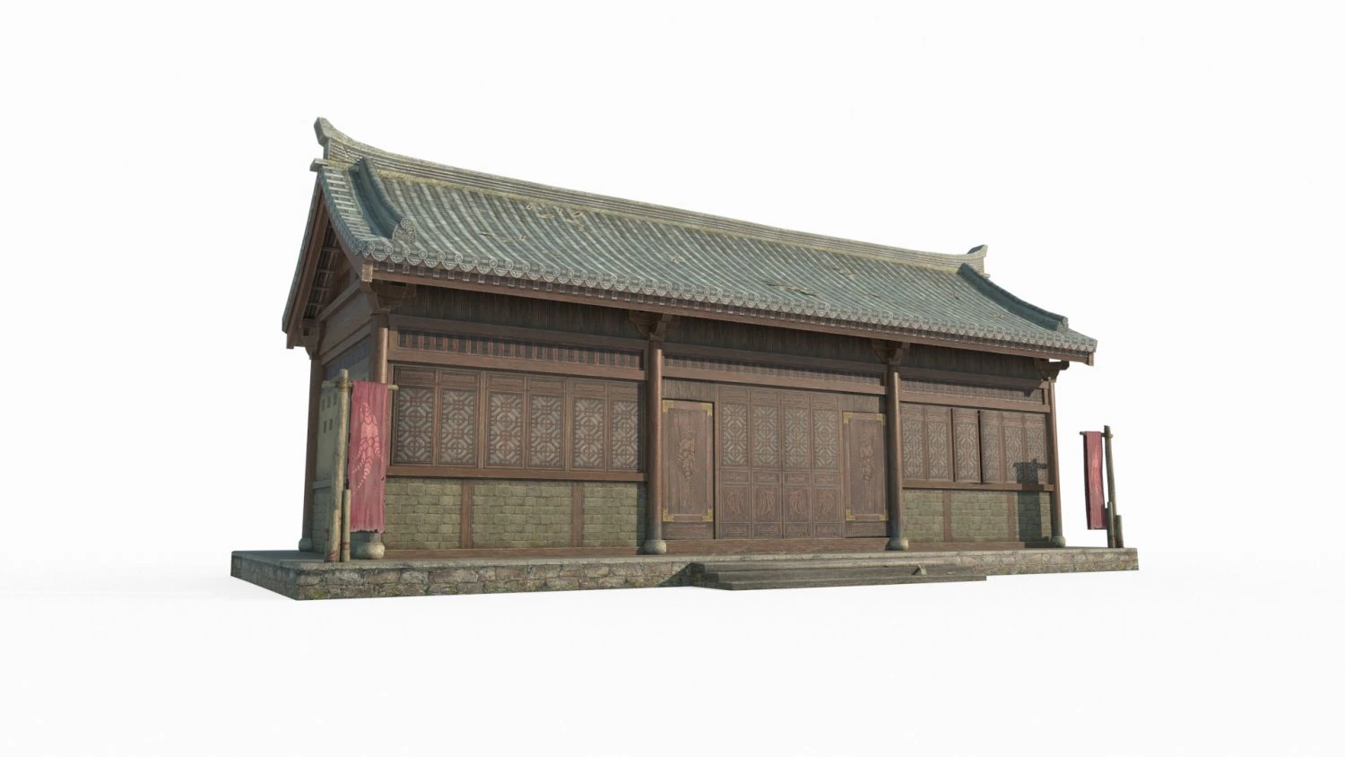 East Asian Ancient Architecture Buildings 3D Model .c4d .max .obj .3ds .fbx .stl .blend 