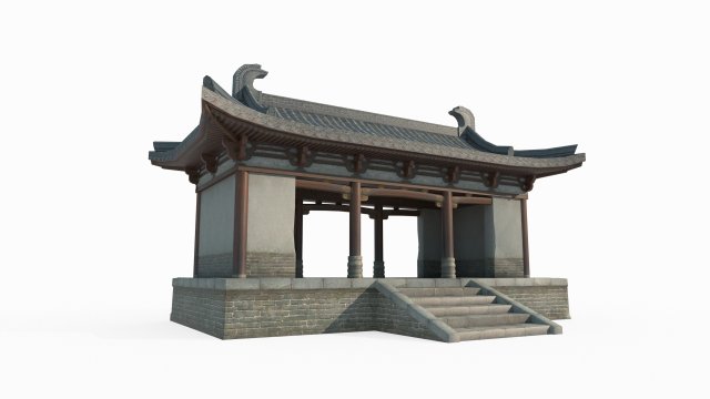 Ancient Asian architecture gatehouses 3D Model .c4d .max .obj .3ds .fbx .stl .blend 