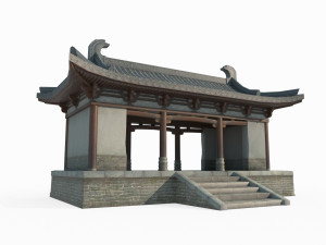 Ancient Asian architecture gatehouses 3D Model
