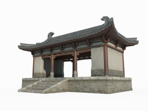 Ancient Asian architecture gatehouses 3D Model