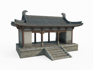 Ancient Asian architecture gatehouses 3D Model