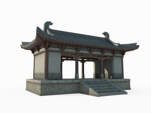 Ancient Asian architecture gatehouses 3D Model