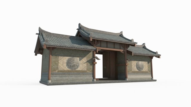 Ancient Architectural Gates in East Asia 3D Model .c4d .max .obj .3ds .fbx .stl .blend 