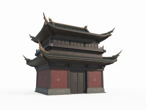 पूर्वी एशियाई प्राचीन वास्तुकला आंशिक हॉल 3D मॉडल