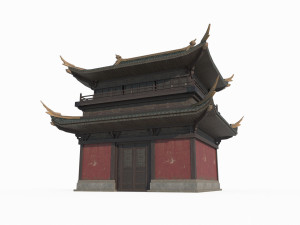 East Asian Ancient Architecture Partial Hall Modelo 3D