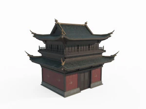 East Asian Ancient Architecture Partial Hall 3D Model