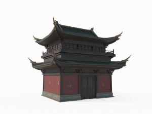 East Asian Ancient Architecture Partial Hall Modelo 3D