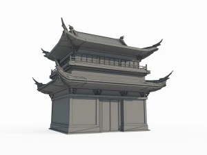East Asian Ancient Architecture Partial Hall 3D Model