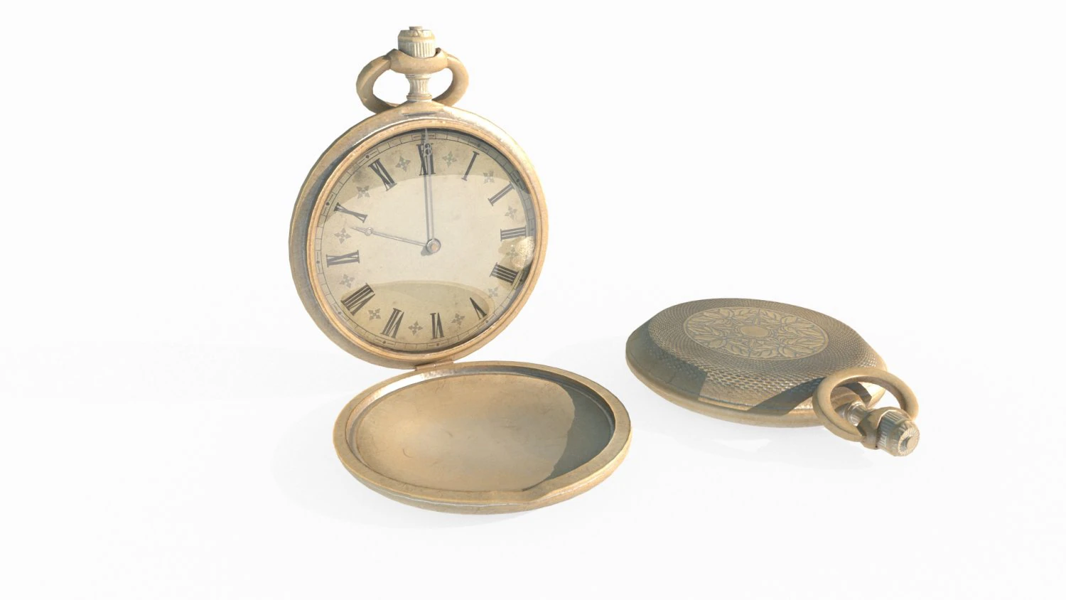 Old style pocket watch 3D Model .c4d .max .obj .3ds .fbx .stl .blend 