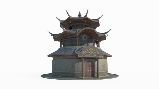 Ancient Asian Architecture Taoist Temple 3D मॉडल .c4d .max .obj .3ds .fbx .stl .blend 