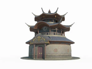 Ancient Asian Architecture Taoist Temple 3D Model