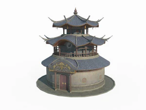 Ancient Asian Architecture Taoist Temple 3D Model