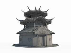 Ancient Asian Architecture Taoist Temple 3D Model