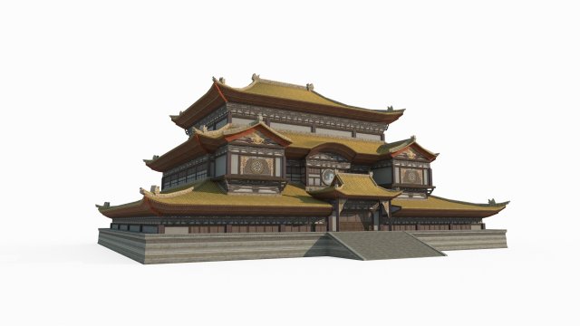 East Asian ancient architecture Taoist palaces 3D Модель .c4d .max .obj .3ds .fbx .stl .blend 