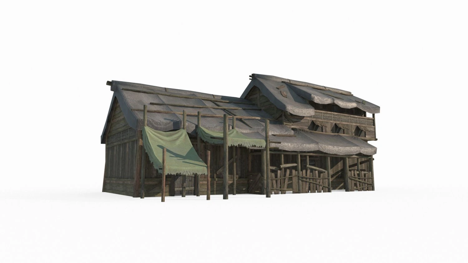 East Asian ancient architecture wooden houses 3D Model .c4d .max .obj .3ds .fbx .stl .blend