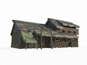 Case di legno di architettura antica dell'Asia orientale Modello 3D