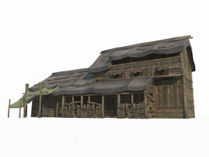East Asian ancient architecture wooden houses 3D Model